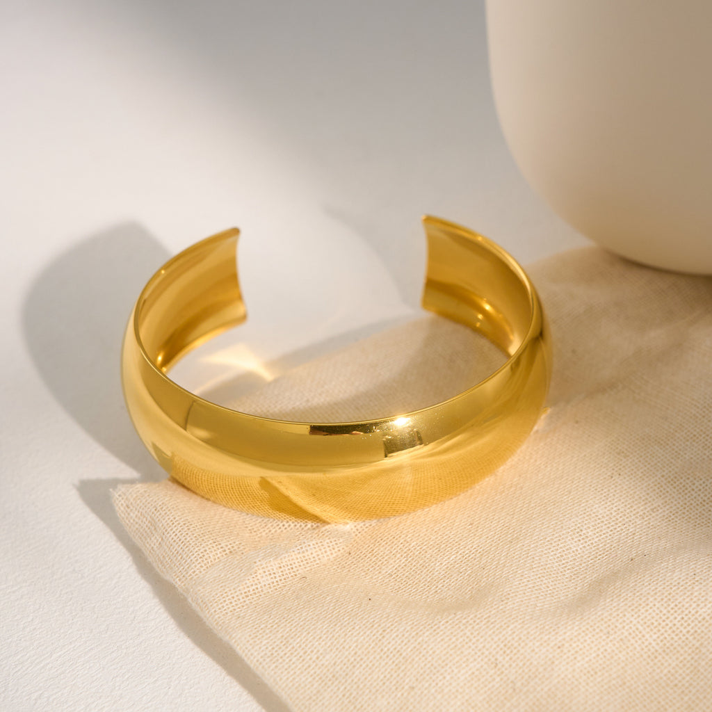 Wide Open Cuff Bracelet with Smooth Contoured Form