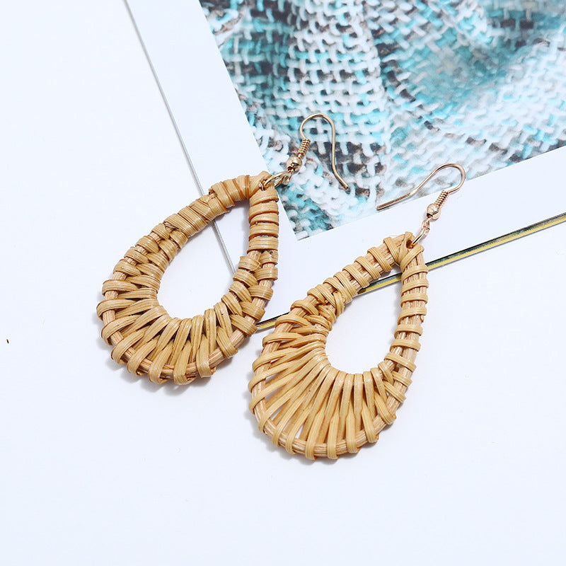 Handmade Rattan Teardrop Earrings