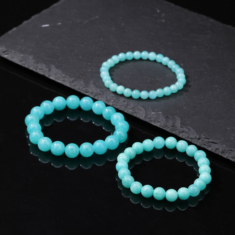 Round Bead Stretch Bracelet with Smooth Natural Finish