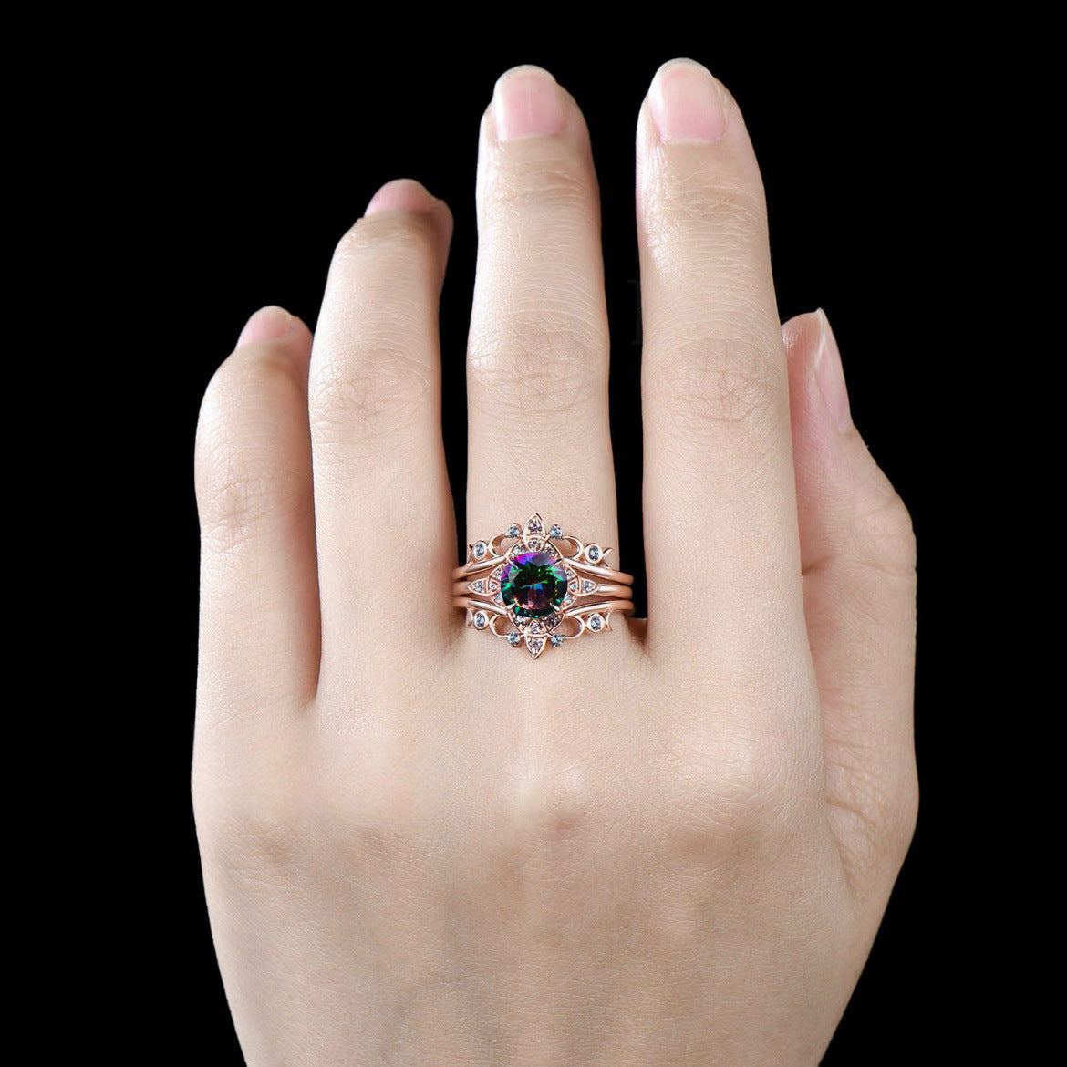 Krystal Crafts Aurora Fire Rainbow Crystal Ring