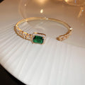 Geometric Crystal Bangle Bracelet with Bold Center Detail