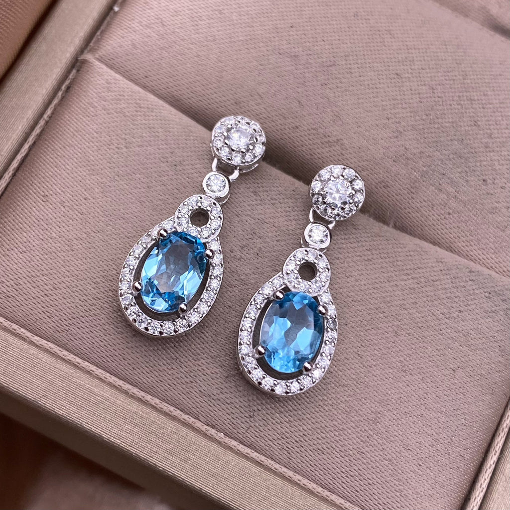 Blue Topaz Teardrop Earrings