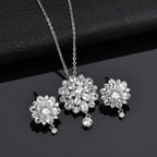 Elegant White Zircon Flower Jewelry Set