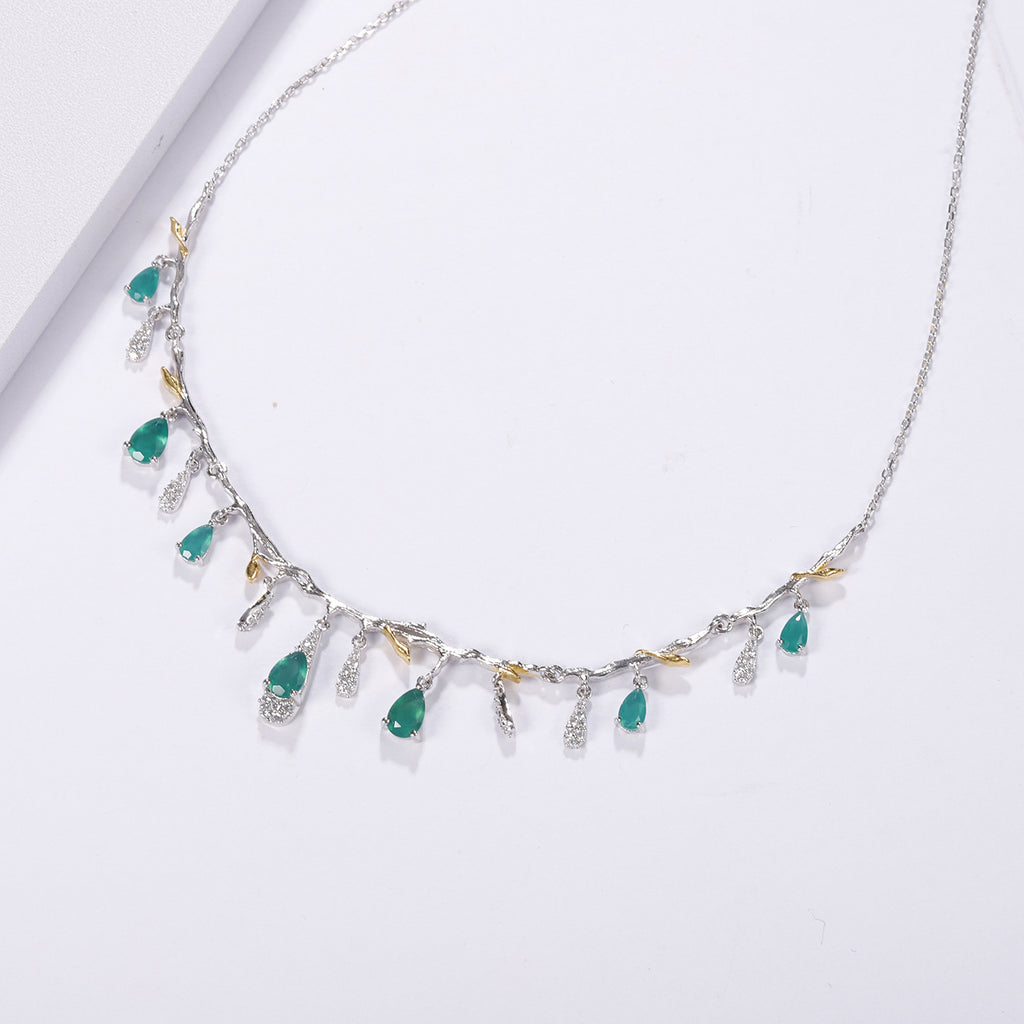 Teardrop Crystal Fringe Necklace
