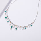 Teardrop Crystal Fringe Necklace