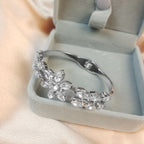 Floral Crystal Bangle Bracelet with Elegant Statement Design