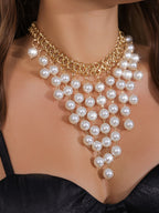 Luxe Cascading Pearl Statement Necklace