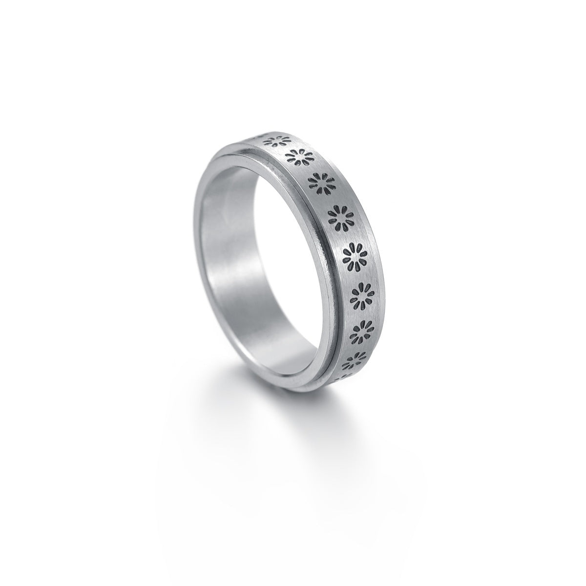 Celestial Engraved Band Ring – Moon, Star & Minimal Pattern Set