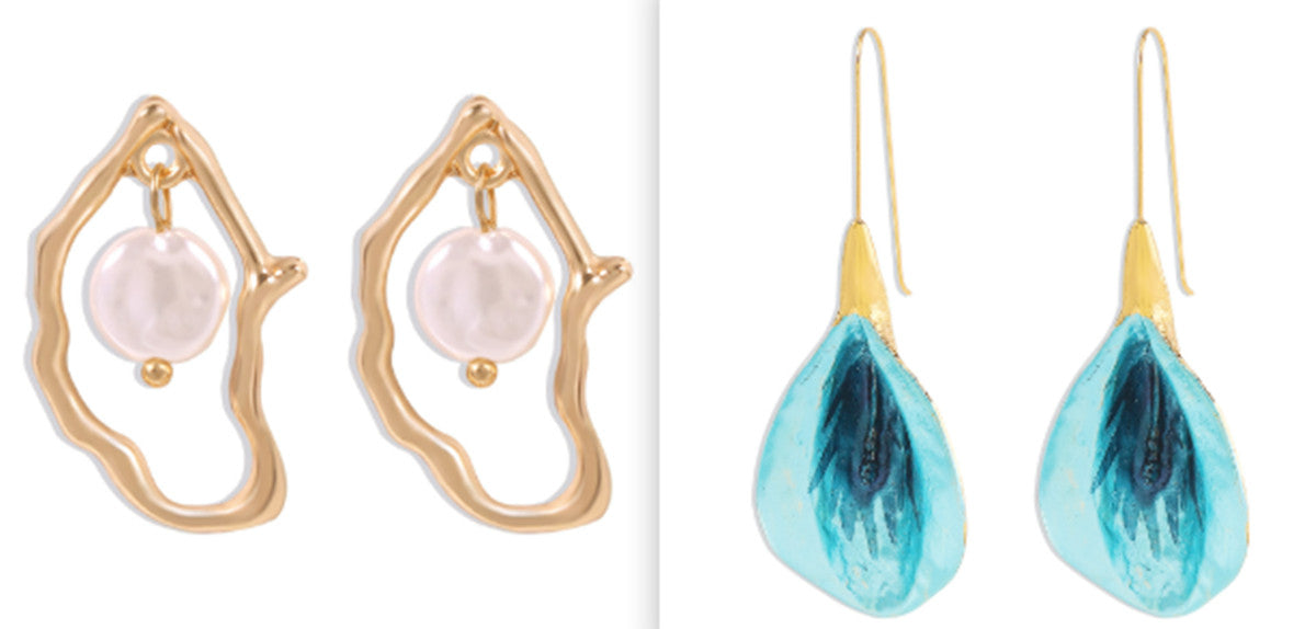 Organic Gold Irregular Pearl Statement Earrings