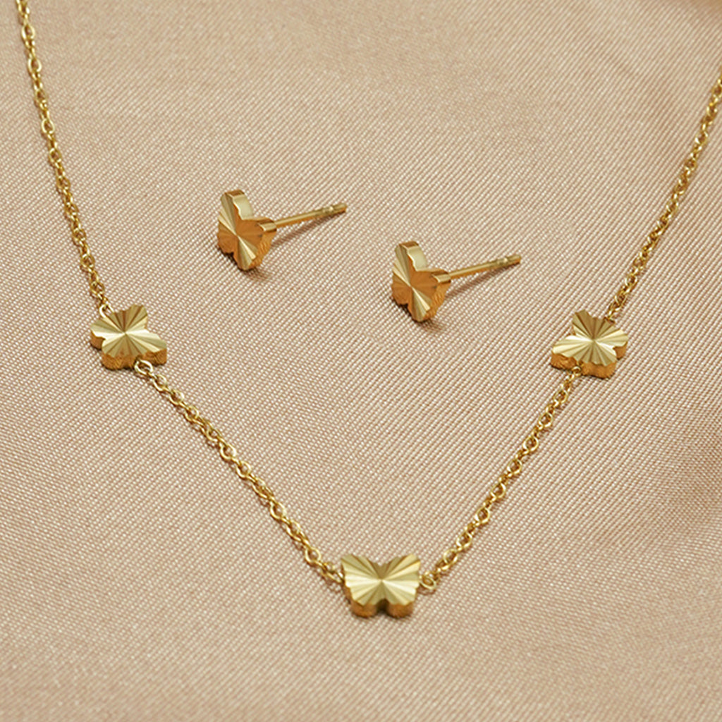 Butterfly Charm Necklace & Matching Stud Earrings