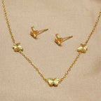 Butterfly Charm Necklace & Matching Stud Earrings