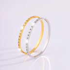 Slim Crystal-Detail Bangle Bracelet with Refined Edge Design