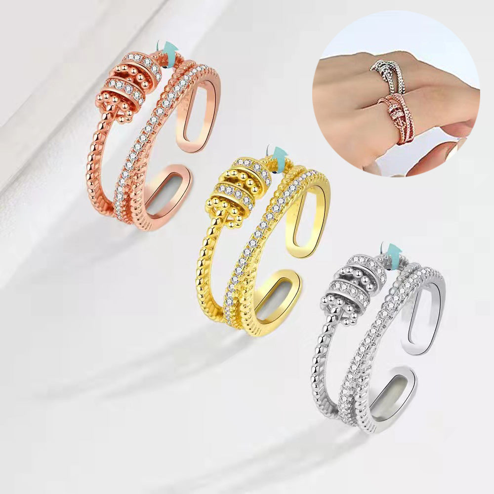 Triple Pavé Spiral Adjustable Ring