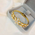 Floral Crystal Bangle Bracelet with Elegant Statement Design