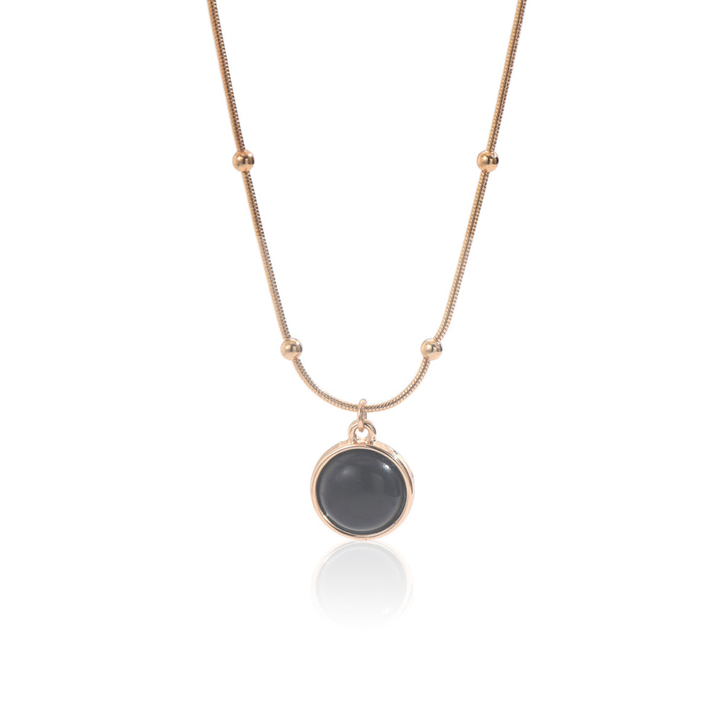 Minimal Pendant Necklace with Beaded Chain Detail