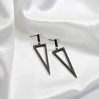 Black Geometric Triangle Drop Earrings