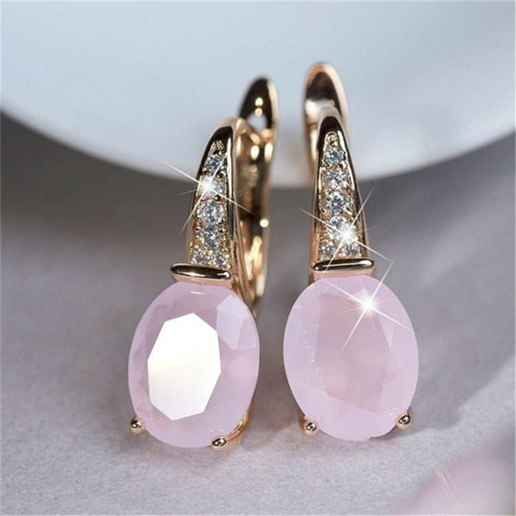 Elegant Oval Crystal Drop Earrings with Sparkling Accents
