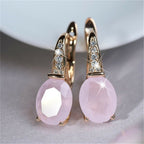 Elegant Oval Crystal Drop Earrings with Sparkling Accents