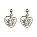 Elegant Gold Heart Crystal Stud Earrings