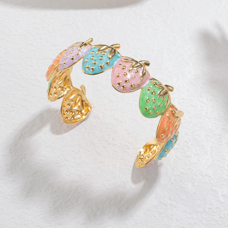 Botanical-Inspired Open Cuff Bracelet with Decorative Bead Detail