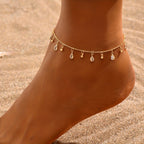 Water Drop Tassel Anklet with Zircon Charms