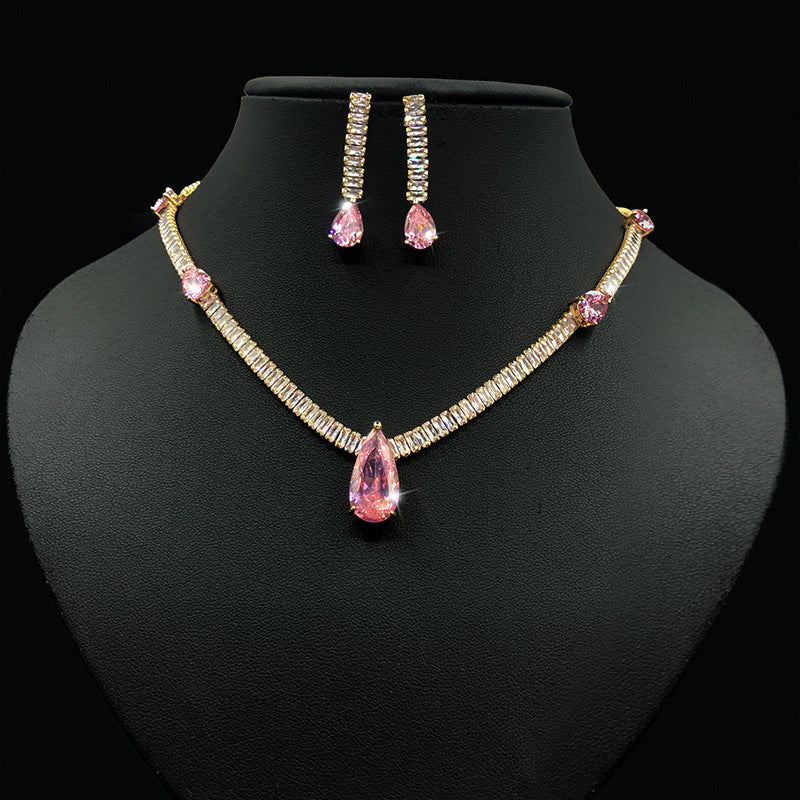 Fashion Green Crystal Bridal Jewelry Set