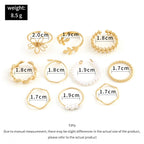 Boho Gold Stacking Ring Set – Floral & Pearl Detail Bands