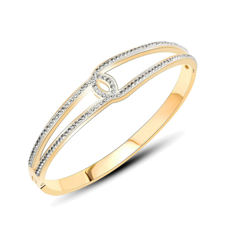 Multi-Band Crystal Detail Bracelet with Elegant Layered Design