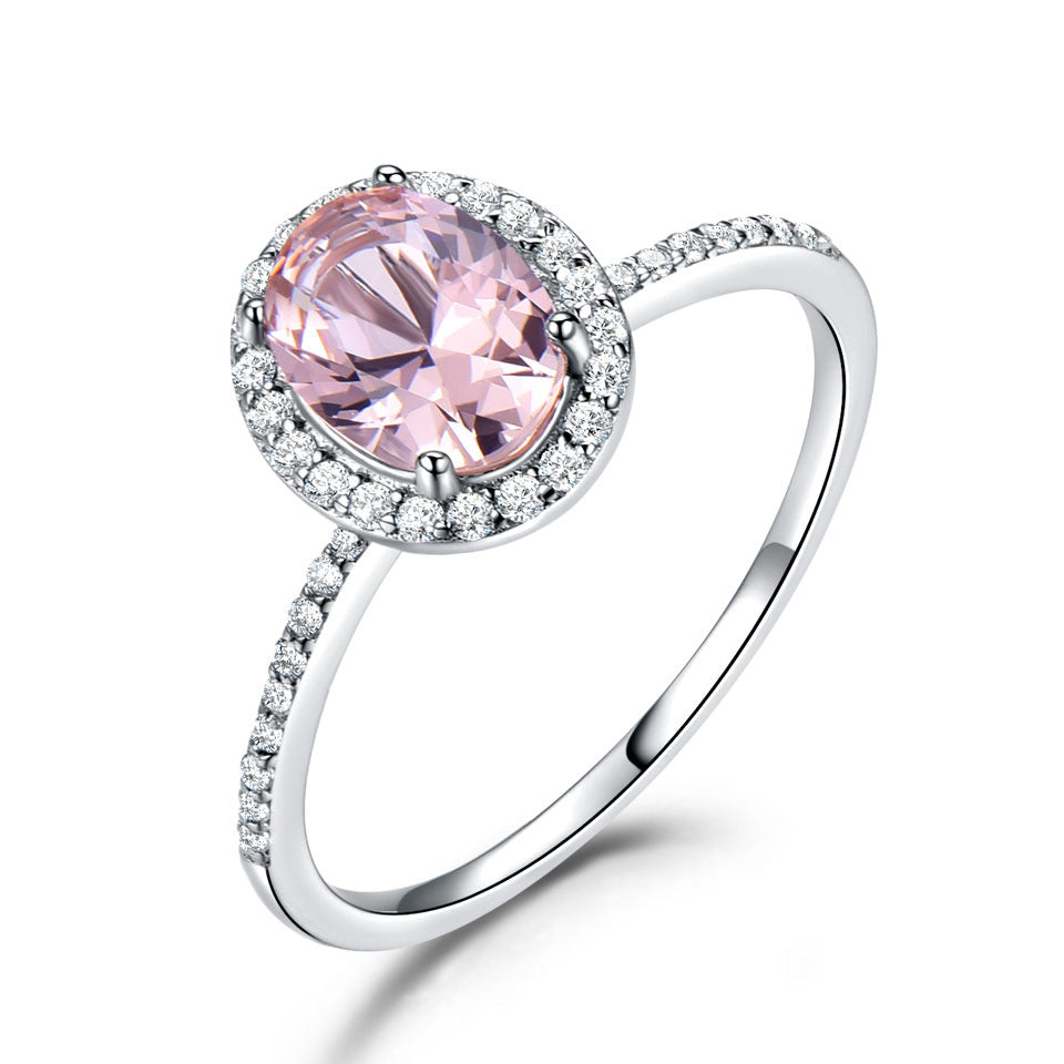 Halo Round-Cut Gemstone Ring with Pavé Band