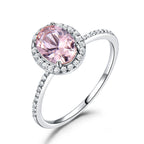 Halo Round-Cut Gemstone Ring with Pavé Band