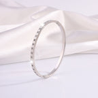 Slim Crystal-Detail Bangle Bracelet with Refined Edge Design