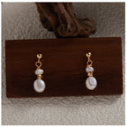 Delicate Pearl Drop Earrings with Elegant Gold Accents