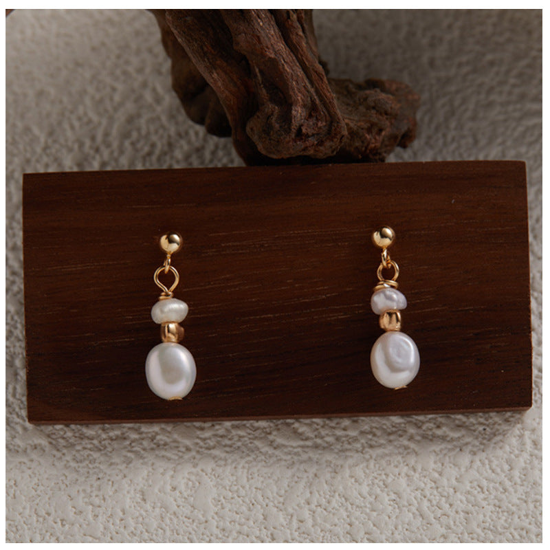 Delicate Pearl Drop Earrings with Elegant Gold Accents