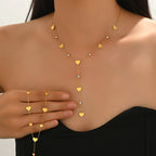 Heart Y-Necklace with Sparkling Crystal Accents