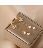 Butterfly Pearl Tassel Drop Earrings