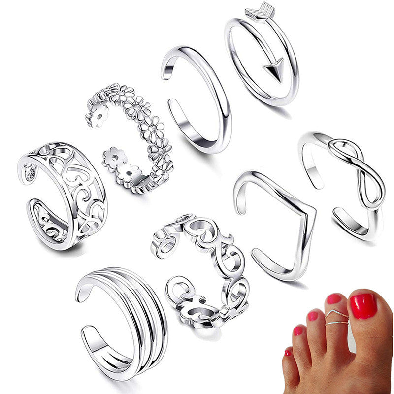 Adjustable Silver Toe Ring Set – Vintage & Minimal Styles