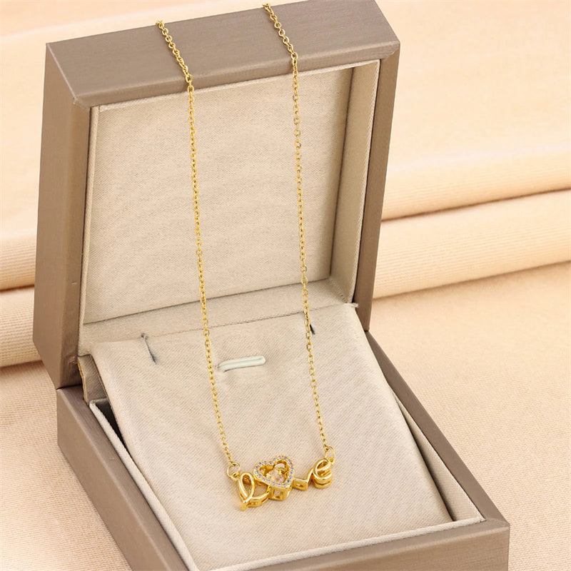 Gold “Love” Heart Pendant Necklace