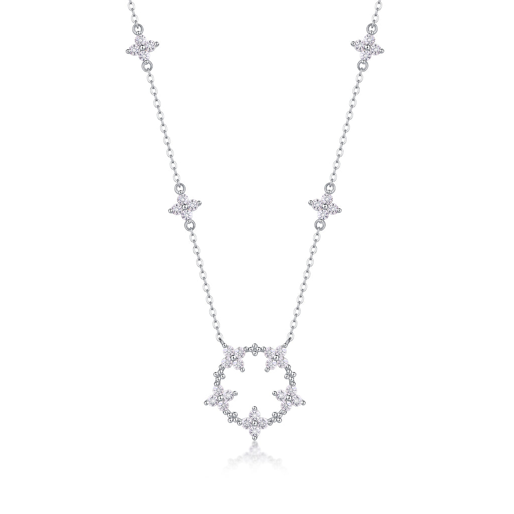 Sparkling Floral Halo Necklace