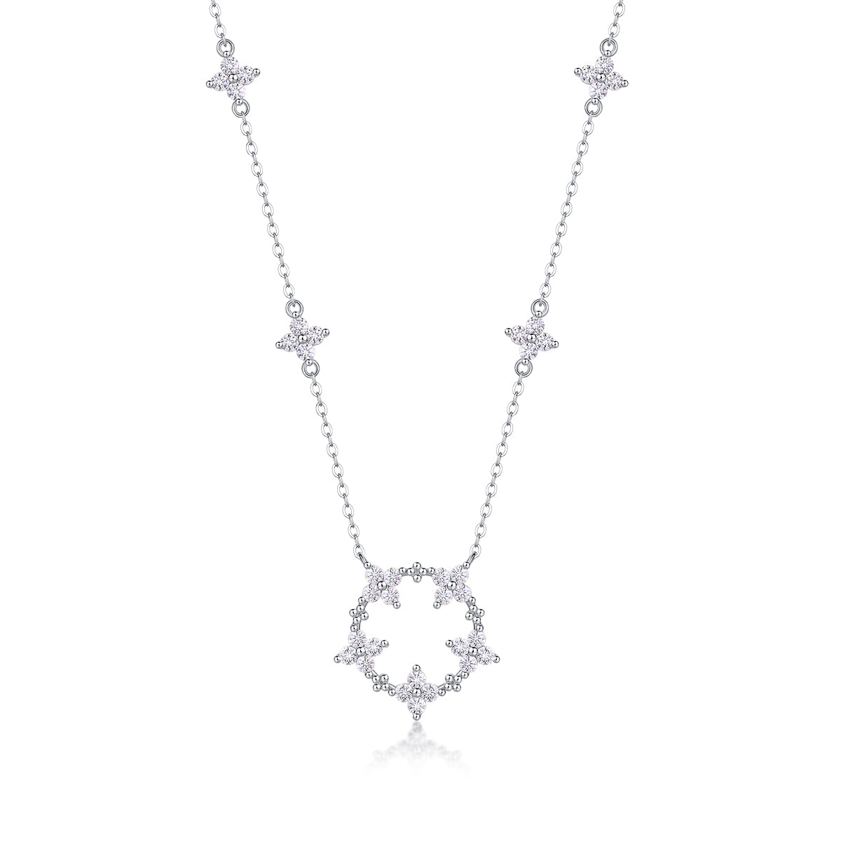 Sparkling Floral Halo Necklace