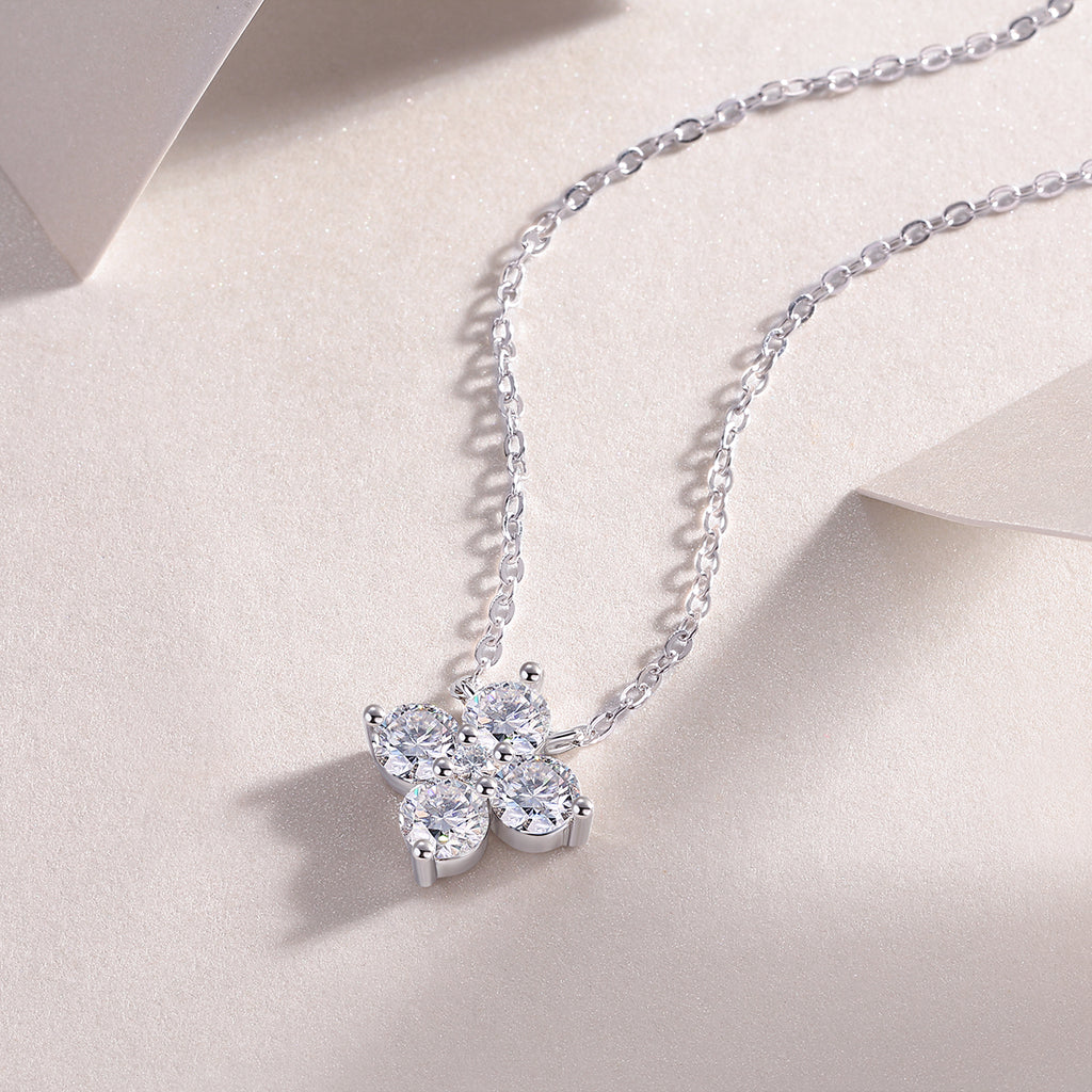 Lucky Four-Leaf Clover Moissanite Pendant Necklace