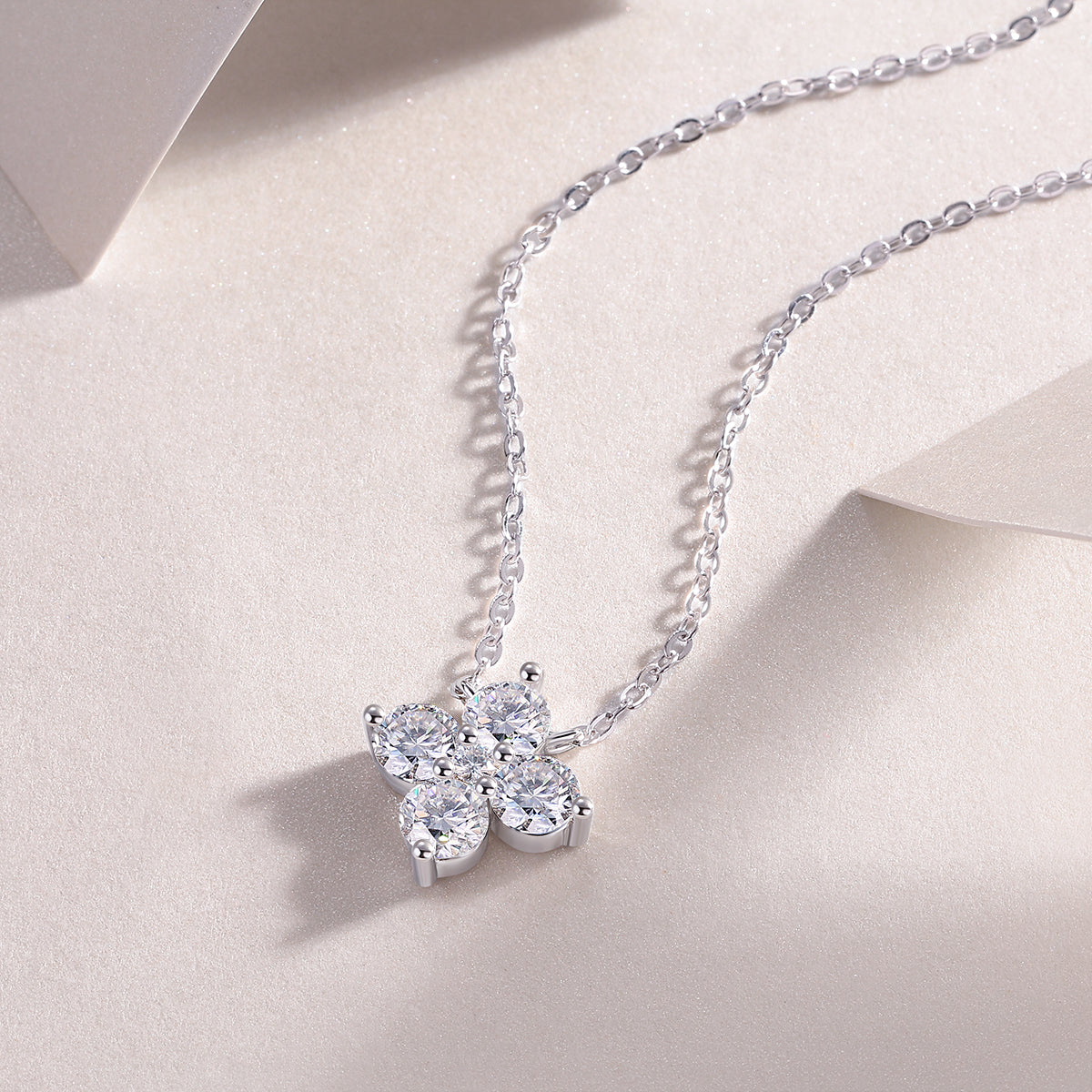 Lucky Four-Leaf Clover Moissanite Pendant Necklace