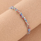 Multi-Row Crystal Stretch Bracelet with Refined Texture