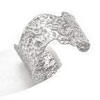 Sculptural Hammered Cuff Bracelet with Fluid Wave Design