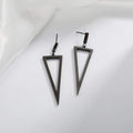 Black Geometric Triangle Drop Earrings