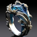 Krystal Crafts Handcrafted Ocean Crest Sapphire Flow Statement Adjustable Ring