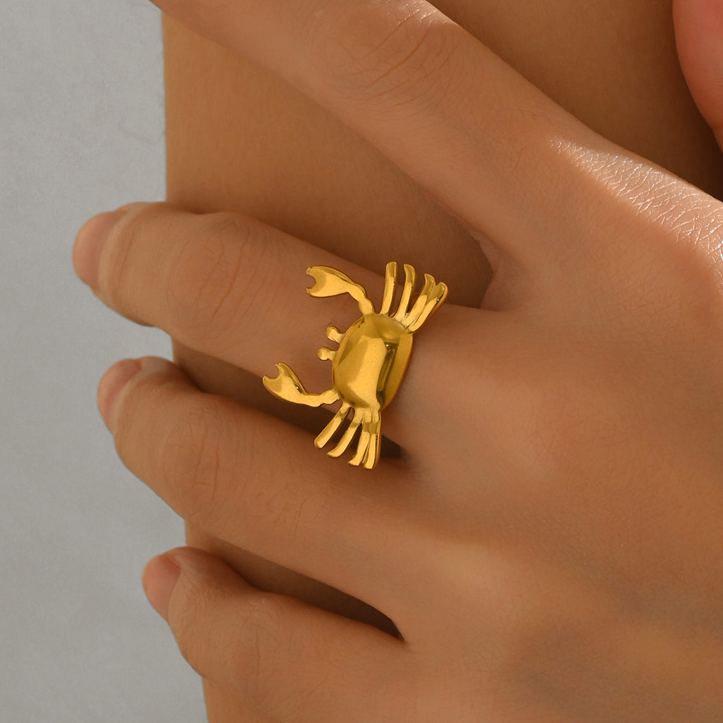 Sculptural Crab Statement Ring