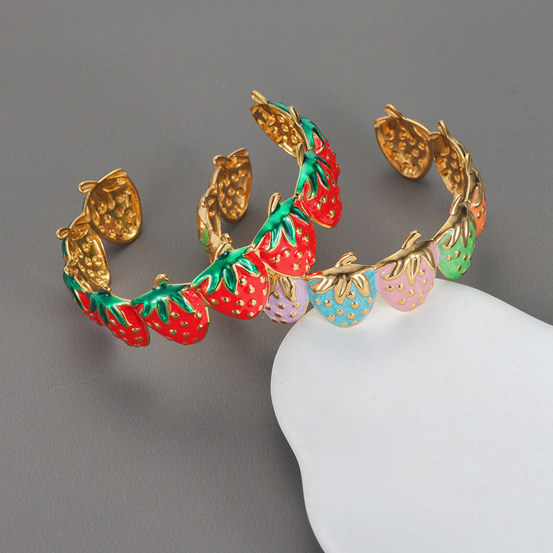 Botanical-Inspired Open Cuff Bracelet with Decorative Bead Detail