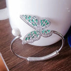 Butterfly Motif Open Cuff Bracelet with Delicate Crystal Detail