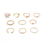 Celestial Gold Stacking Ring Set – Star, Moon & Crystal Bands