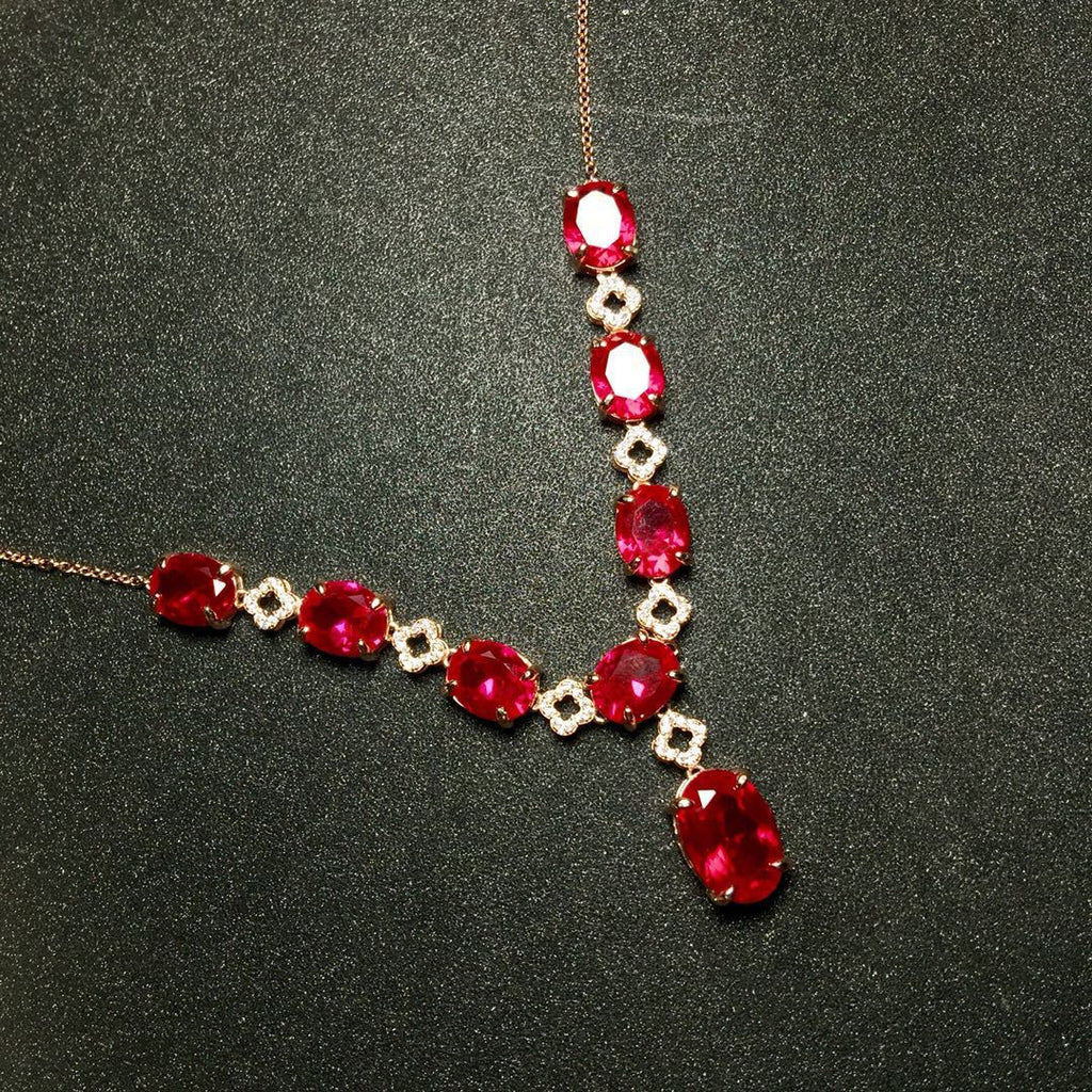 Ladies Inlaid Corundum Amethyst Jewelry Set